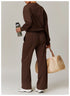Women's 2-Piece Crewneck Top and Long Mid Rise Sports Pants Set